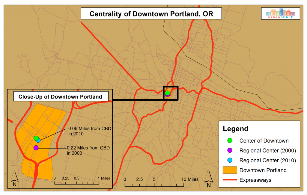 Centrality of Downtown Portland, OR