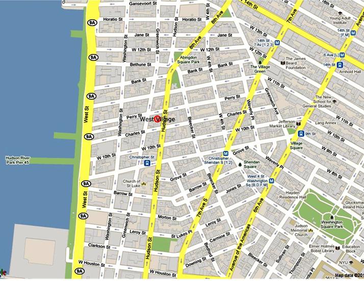 Map of West Village: New York, NY